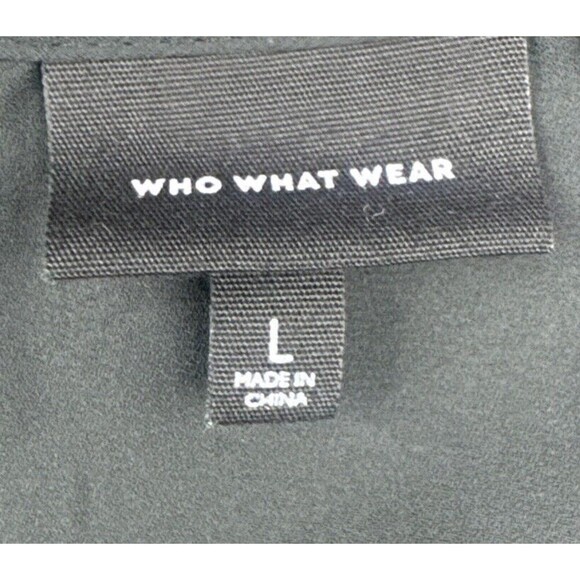 Who What Wear BLACK Runched Long Sleeve Polyester Blouse Career Casual Sz L - Picture 5 of 8